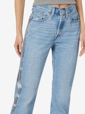 Levi’s 501 Button Fly Jeans With Silver Stripe Detail Size 32X30